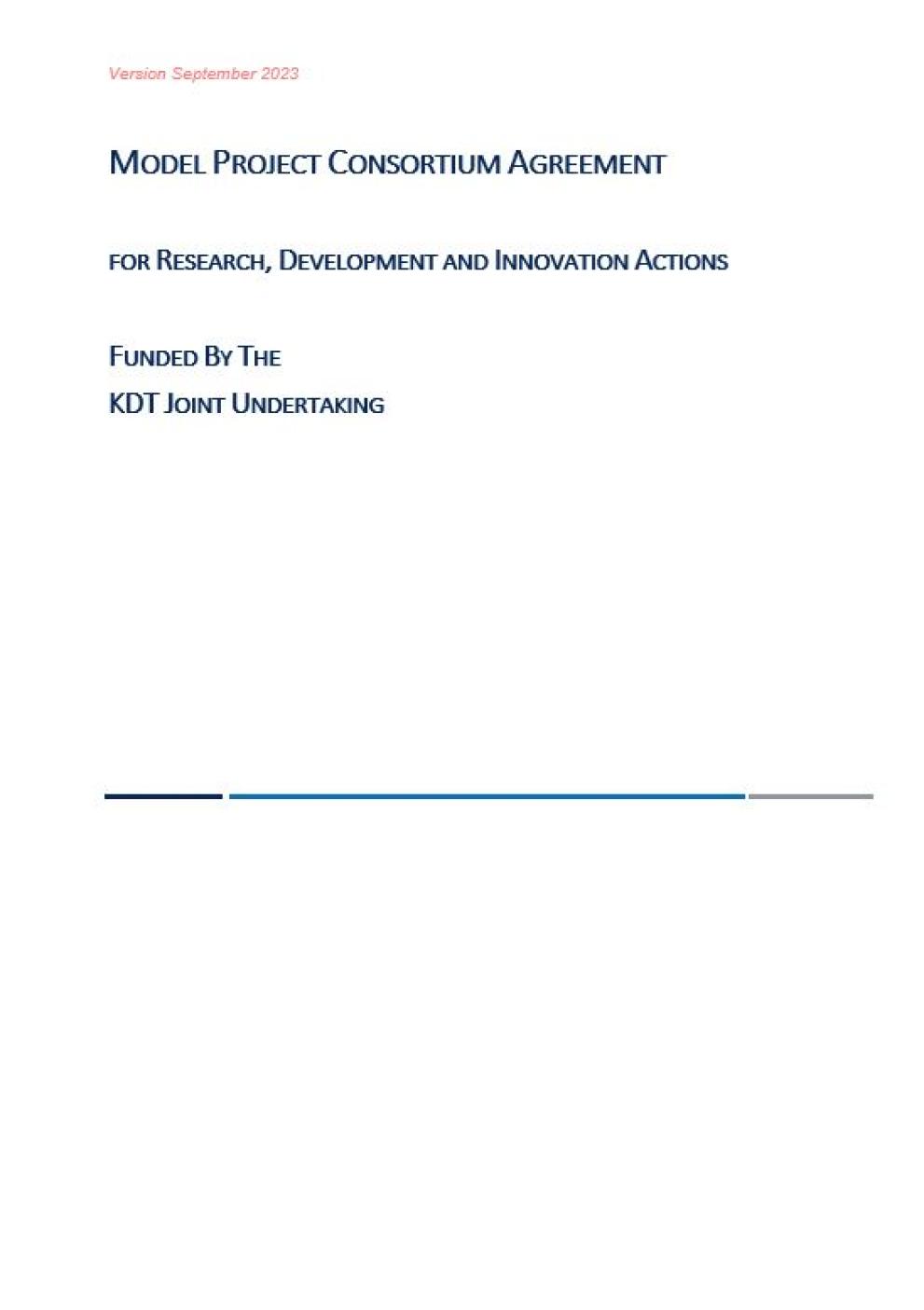 Model PCA for R&D&IA funded by the KDT JU